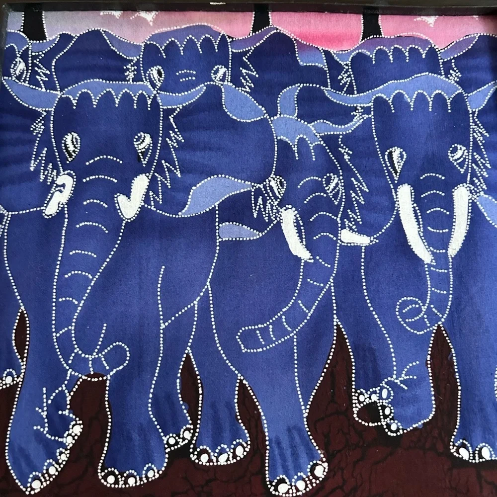 Contemporary Batik 90’s A Herd of Elephants 15.5" X 15.5" - Picture 7 of 16